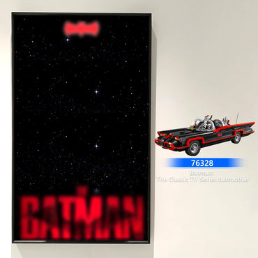 Cadre d'affichage mural premium compatible avec LEGO® Batman™ : La Batmobile™ 76328 de la série télévisée classique