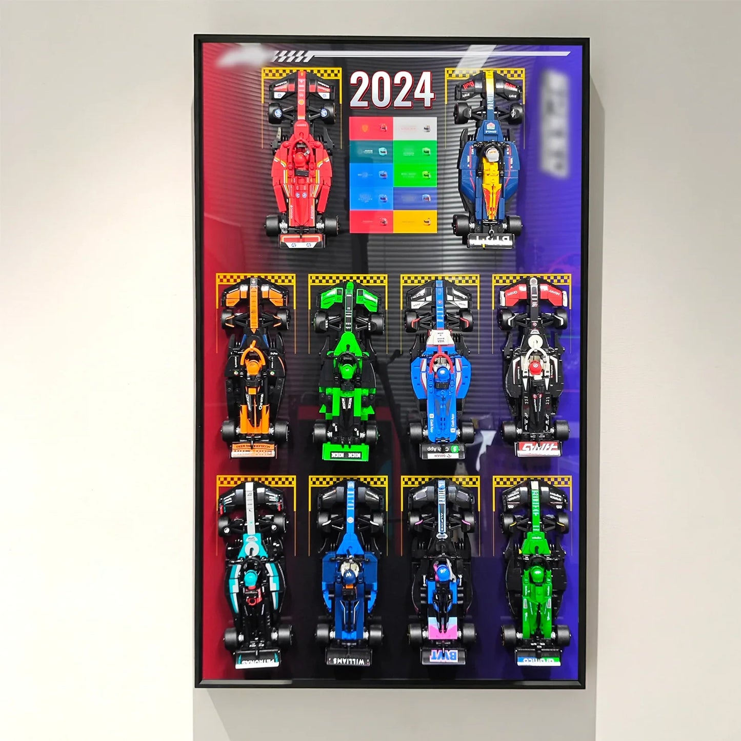 Cadre mural de présentation premium compatible avec la collection LEGO® Speed Champions F1® 10-en-1