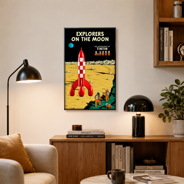 Premium Wall Mount Display Backdrop Board for LEGO Ideas 21367 Tintin Moon Rocket | 3D Acrylic Floating Showcase Plaque for LEGO 21367