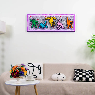 Cadre d'affichage mural premium compatible avec l'ensemble LEGO® Art Keith Haring – Dancing Figures 31216