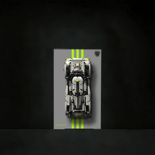 Cadre de présentation mural premium compatible avec l'Hypercar hybride LEGO® Technic™ PEUGEOT 9X8 24H Le Mans 42156