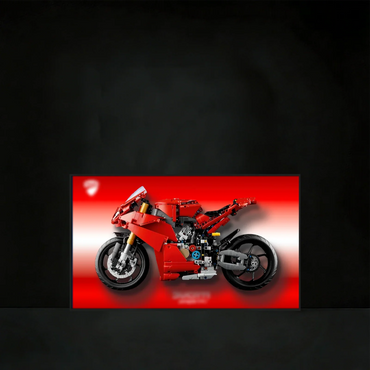Cadre d'affichage mural premium compatible avec le LEGO® Technic™ Ducati Panigale V4 S 42202
