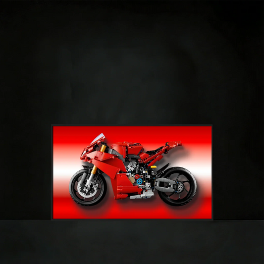 Cadre d'affichage mural premium compatible avec le LEGO® Technic™ Ducati Panigale V4 S 42202