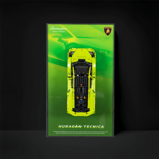 Cadre mural d'exposition premium compatible avec la LEGO® Technic™ Lamborghini Huracán Tecnica 42161