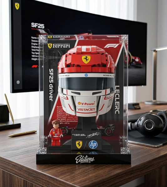 Premium Display Case for LEGO® 43014 Charles Leclerc Ferrari Helmet | Museum-Grade Acrylic Box | Dust-Proof & UV Protection