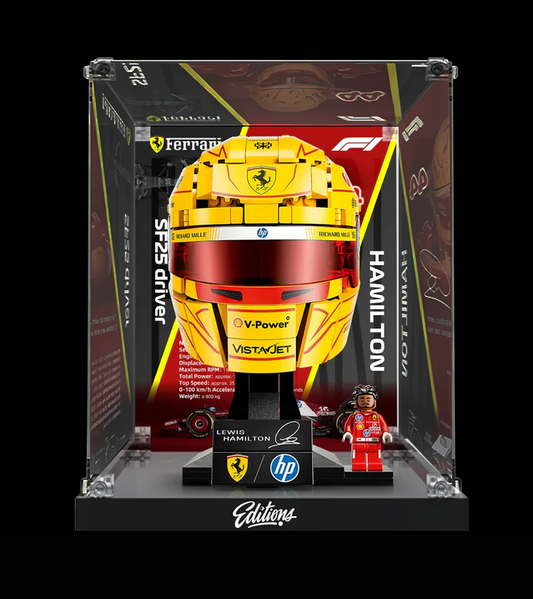 Premium LED Display Case for LEGO® 43022 Ferrari Lewis Hamilton Helmet | Museum-Grade Acrylic Box | Dust-Proof & UV Protection
