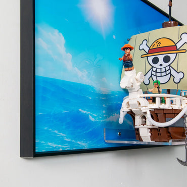 Cadre d'exposition mural haut de gamme compatible avec LEGO® One Piece Going Merry 75639