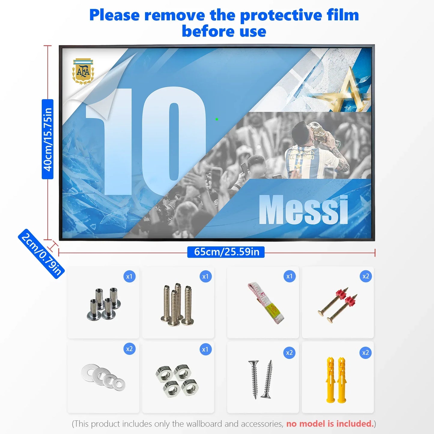 Cadre mural d'exposition premium pour LEGO® #43018 Lionel Messi | Tableau d'exposition du stade argentin | Art mural à cadre ouvert anti-reflet