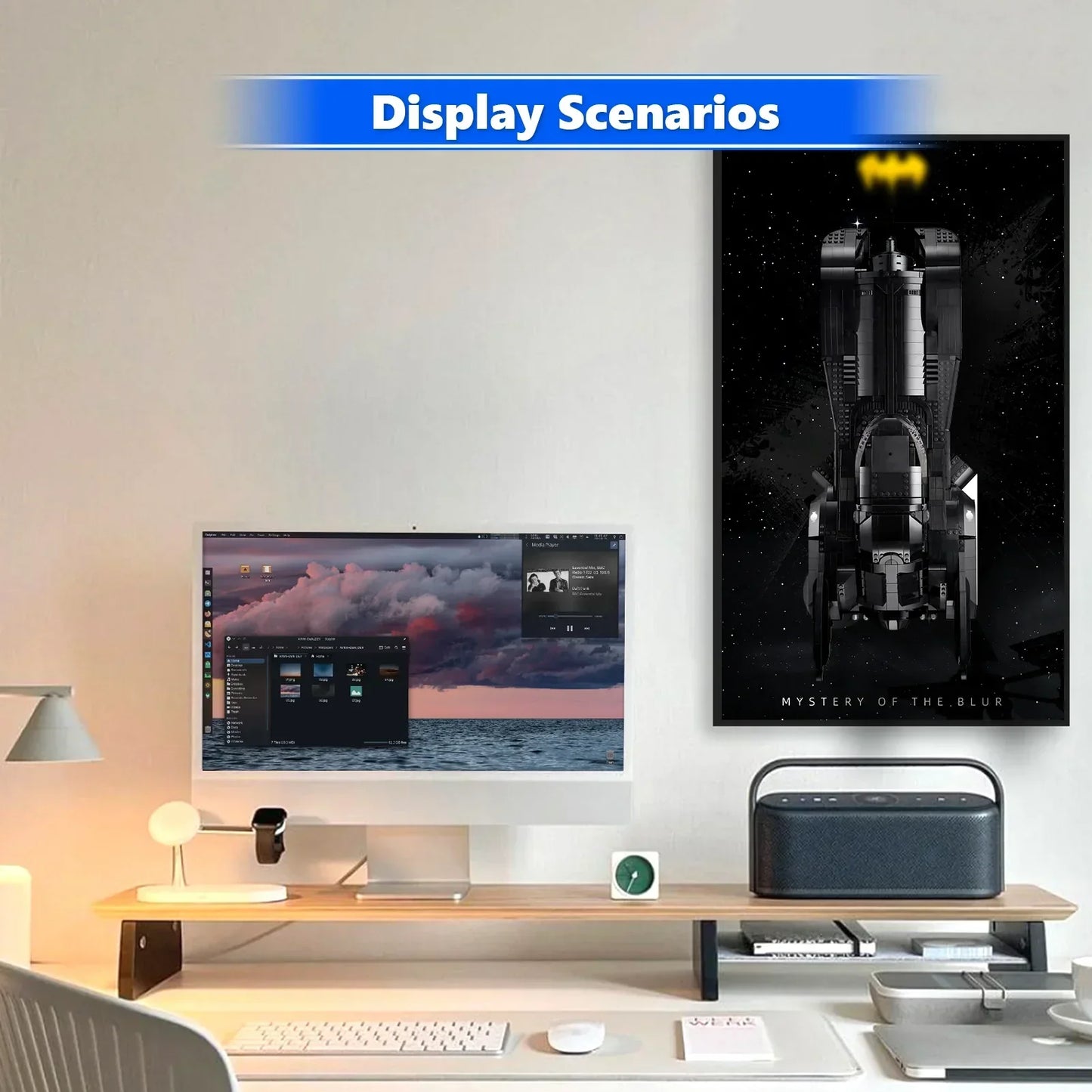 Cadre d'affichage mural haut de gamme compatible avec la Batmobile LEGO® DC Batman™ 1989 76139
