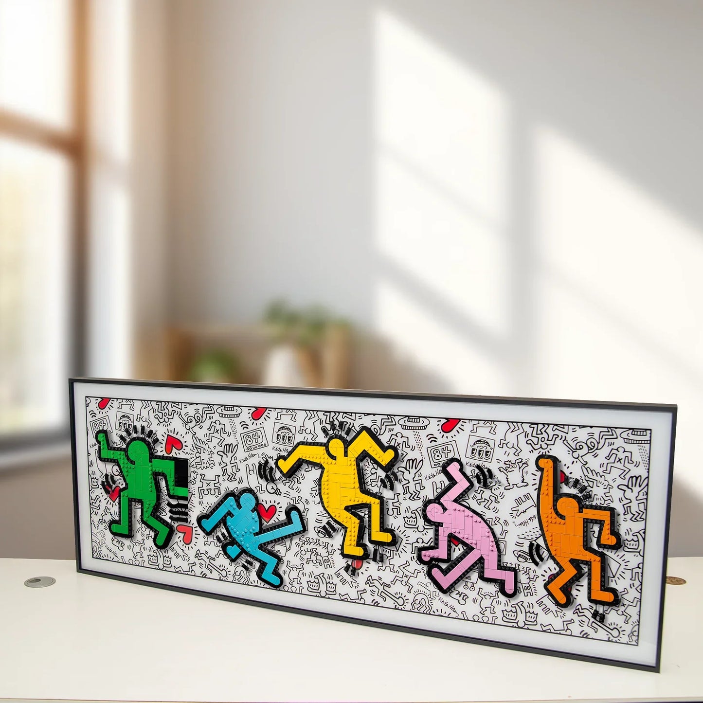 Cadre d'affichage mural premium compatible avec l'ensemble LEGO® Art Keith Haring – Dancing Figures 31216