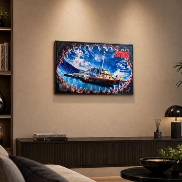 Cinematic Open-Frame Wall Display for LEGO® Ideas 21350 Jaws | High-Res Movie Backdrop | Anti-Glare Gallery Edition | 50x80cm
