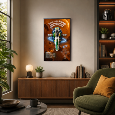Premium Wall Mount Display Backdrop Board for LEGO Star Wars 75409 Jango Fett's Starship | 3D Acrylic Floating Firespray-class Aircraft Plaque