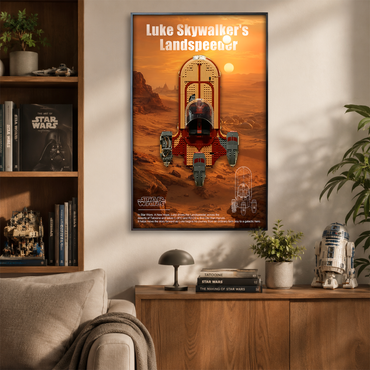 Premium Wall Mount Display Backdrop Board for LEGO Star Wars UCS 75341 Luke Skywalker's Landspeeder | 3D Floating X-34 Vehicle Plaque Frame Art