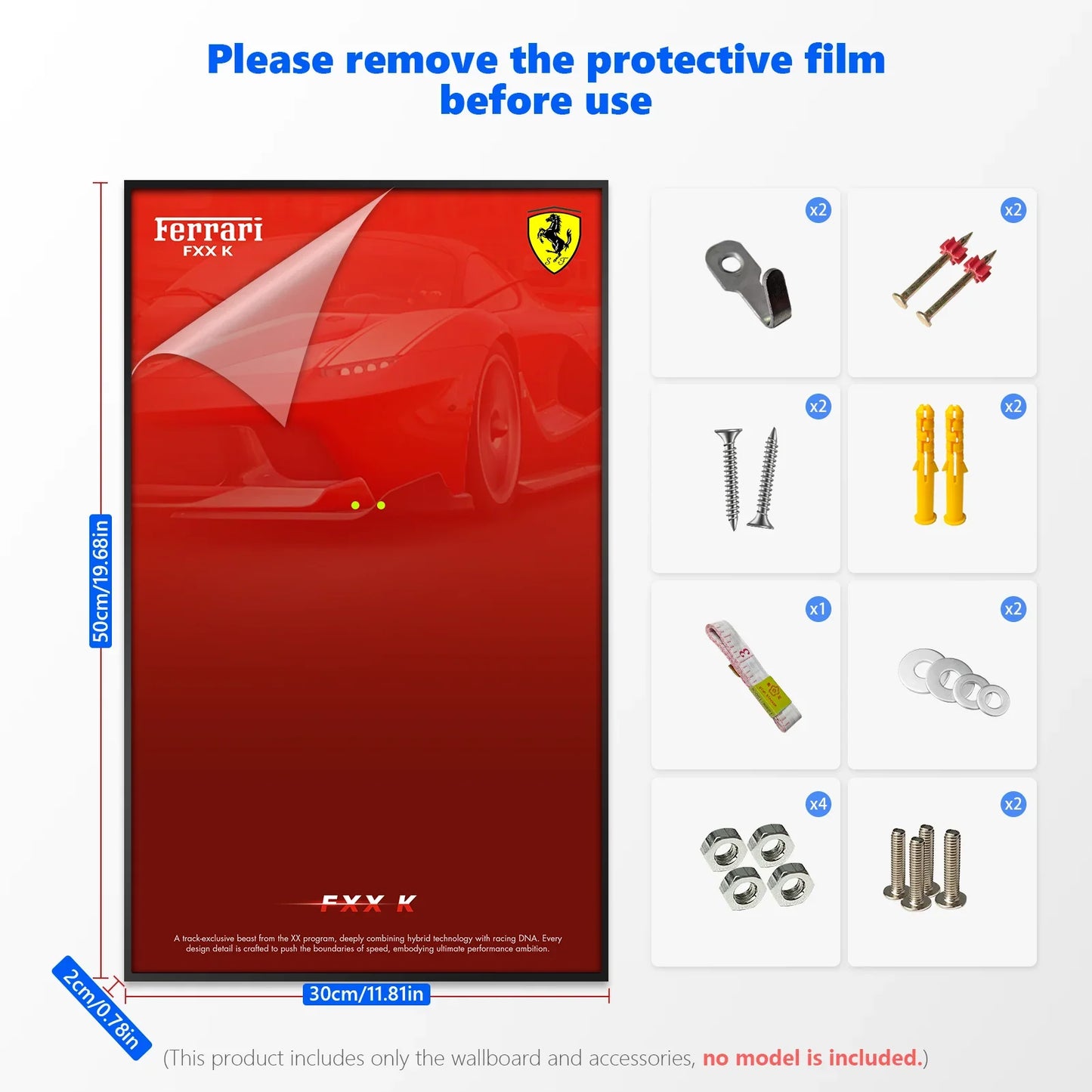 Cadre d'affichage mural premium compatible avec la LEGO® Technic Ferrari FXX K 42212