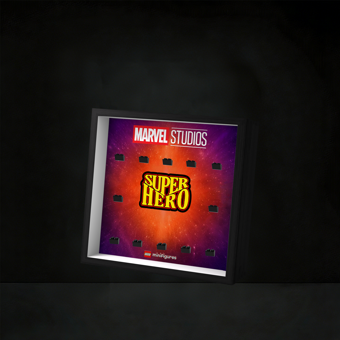Premium Wooden Wall Display Frame Compatible with LEGO® Minifigures Marvel Studios Series 1 71031