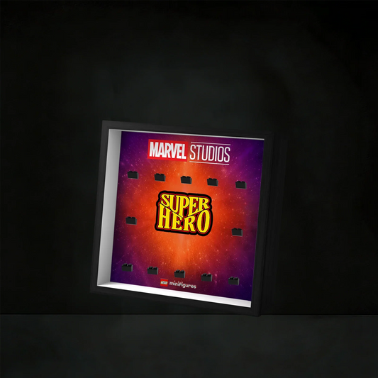 Cadre d'affichage mural en bois de qualité supérieure compatible avec les figurines LEGO® Marvel Studios Série 1 71031