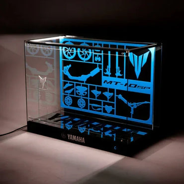 Vitrine LED Premium pour LEGO® 42159 Yamaha MT-10 SP | Vitrine empilable taille M avec languettes de contact conductrices | Base miroir
