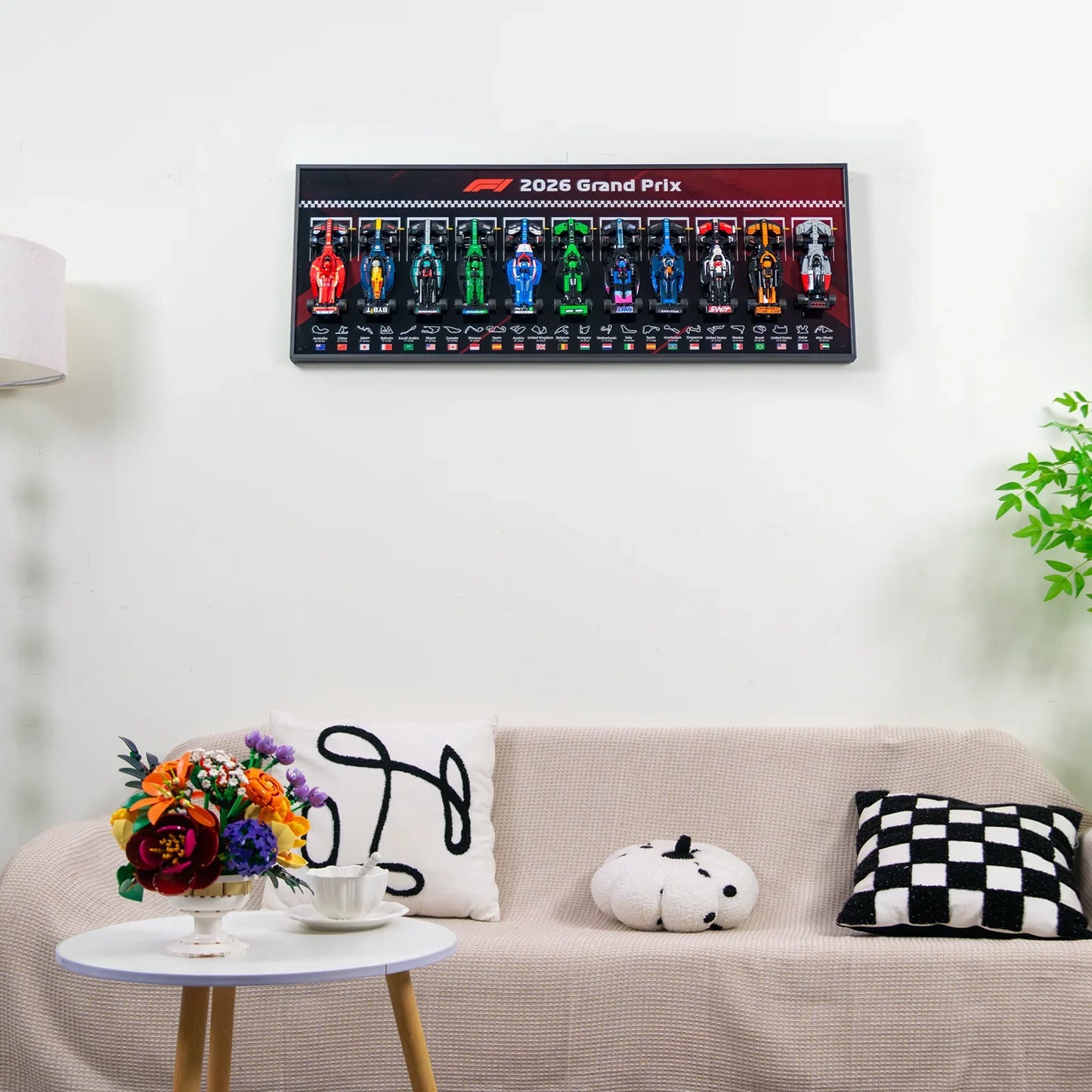 Cadre panoramique mural Premium 11-en-1 compatible avec la série LEGO® Speed Champions F1® 2026