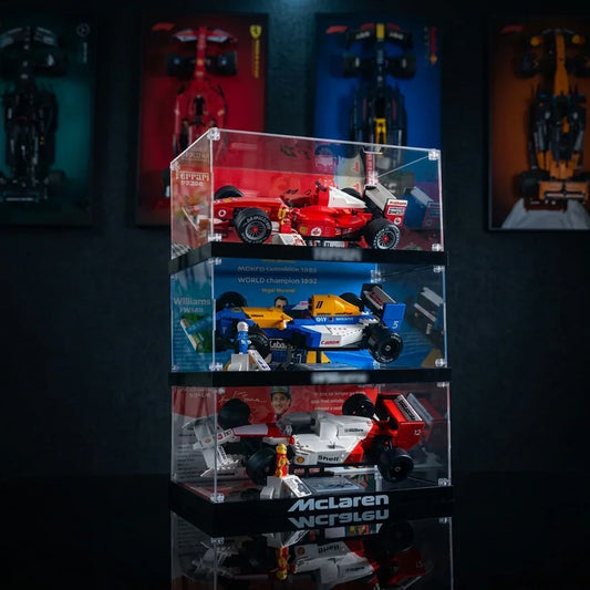 Présentoir universel F1 pour LEGO® Icons 10330, 10353 & 11375 | Boîte en acrylique empilable de qualité musée | Protection UV anti-poussière