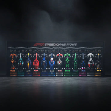 Le mur de départ F1 ultime : Présentoir mural horizontal pour 12 voitures LEGO F1 | Cadre en alliage d'aluminium de qualité supérieure | Arrière-plans d'équipe personnalisés