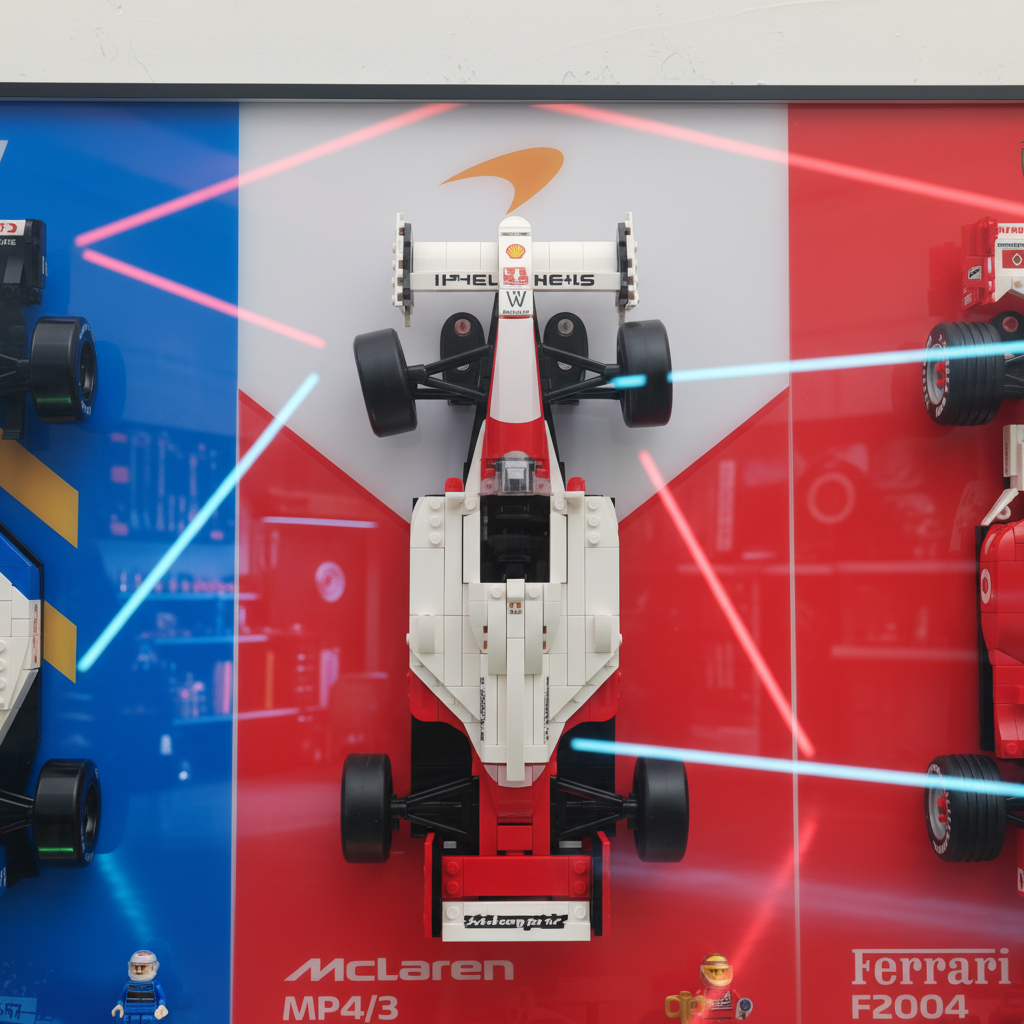 Premium Wall Display Frame for LEGO® Icons F1 Legends | Williams FW14B, McLaren MP4/4, Ferrari F2004 | 3-in-1 Aluminum Gallery Case