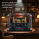 LEGO Stranger Things 75810 display case with clear acrylic shield on a library desk