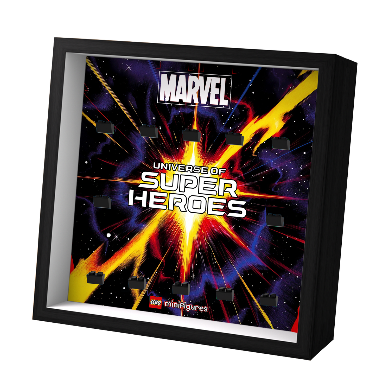 Premium Wooden Wall Display Frame Compatible with LEGO® Minifigures Marvel Series 2 71039