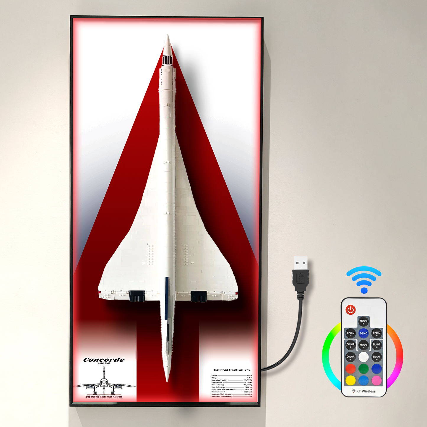 Premium Wall Display Frame Compatible with LEGO® Icons Concorde 10318