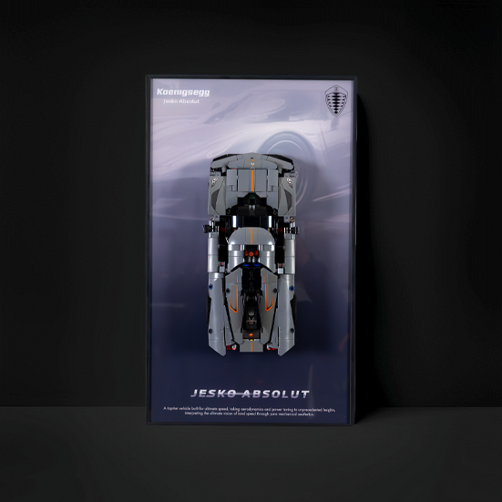 Premium Wall Display Frame Compatible with LEGO® Technic™ Koenigsegg Jesko Absolut Grey Hypercar 42173