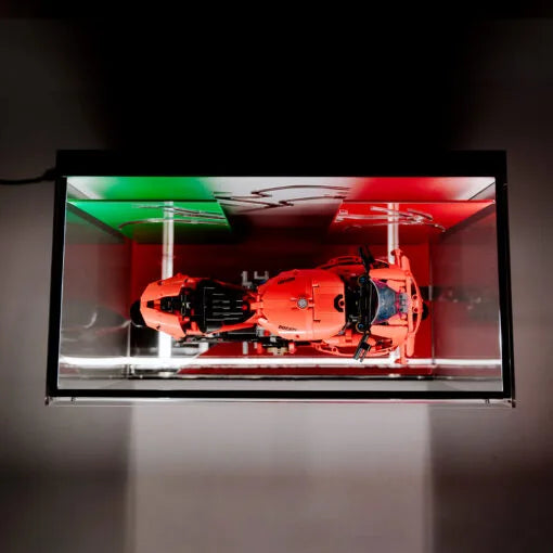 Premium LED Display Case for LEGO® 42202 Ducati Panigale V4 | M-Size Stackable Case with Conductive Power Tabs | Italian Edition
