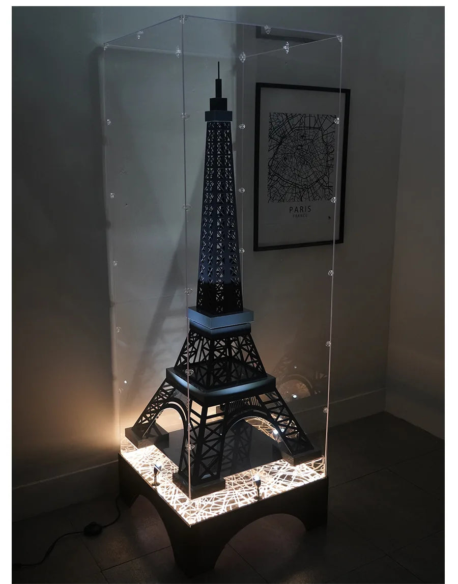 Premium LED Display Base for Eiffel Tower 10307 – 3D Edition, Compatible with LEGO, Acrylic Lighted Stand with Paris Map