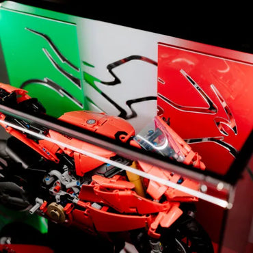 Premium LED Display Case for LEGO® 42202 Ducati Panigale V4 | M-Size Stackable Case with Conductive Power Tabs | Italian Edition