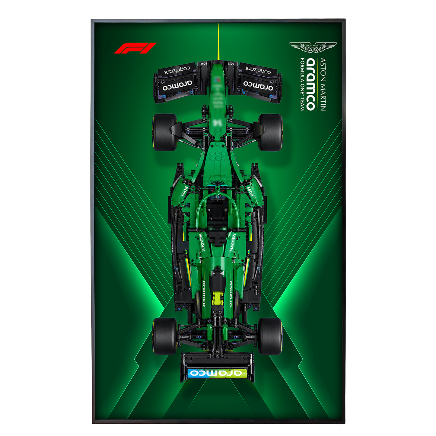 Premium Display Frame for LEGO® Technic™ #42240 Aston Martin F1 | Racing Green Exhibit Board | Anti-Glare Open Mounted Frame