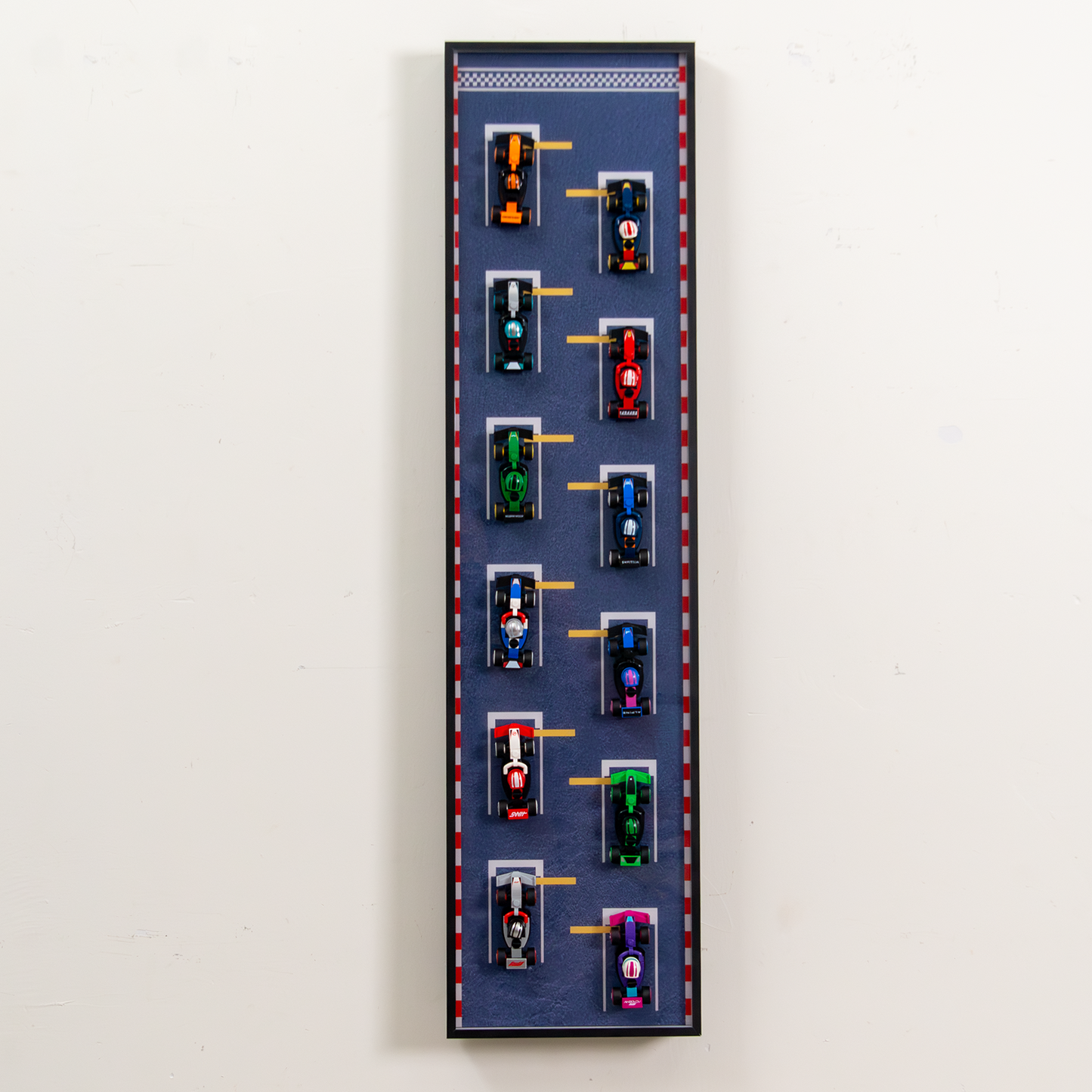 Premium Wall Display Frame Compatible with LEGO® Minifigures F1® Collectible Race Cars 71049