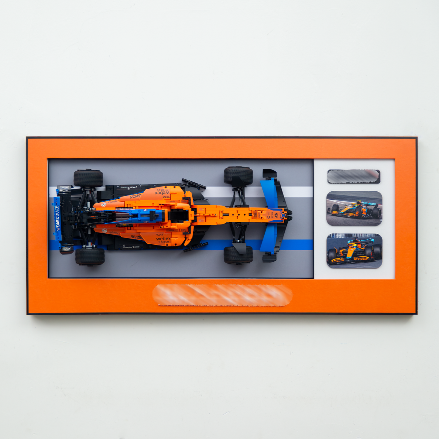 Premium 3D Wall Display Frame for F1 Models, Compatible with LEGO Technic, Aluminum Frame with HD Printed Backdrop for Red Bull