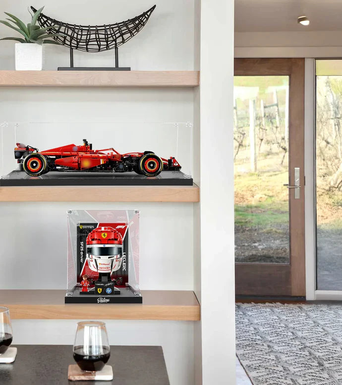 Premium Display Case for LEGO® 43014 Charles Leclerc Ferrari Helmet | Museum-Grade Acrylic Box | Dust-Proof & UV Protection