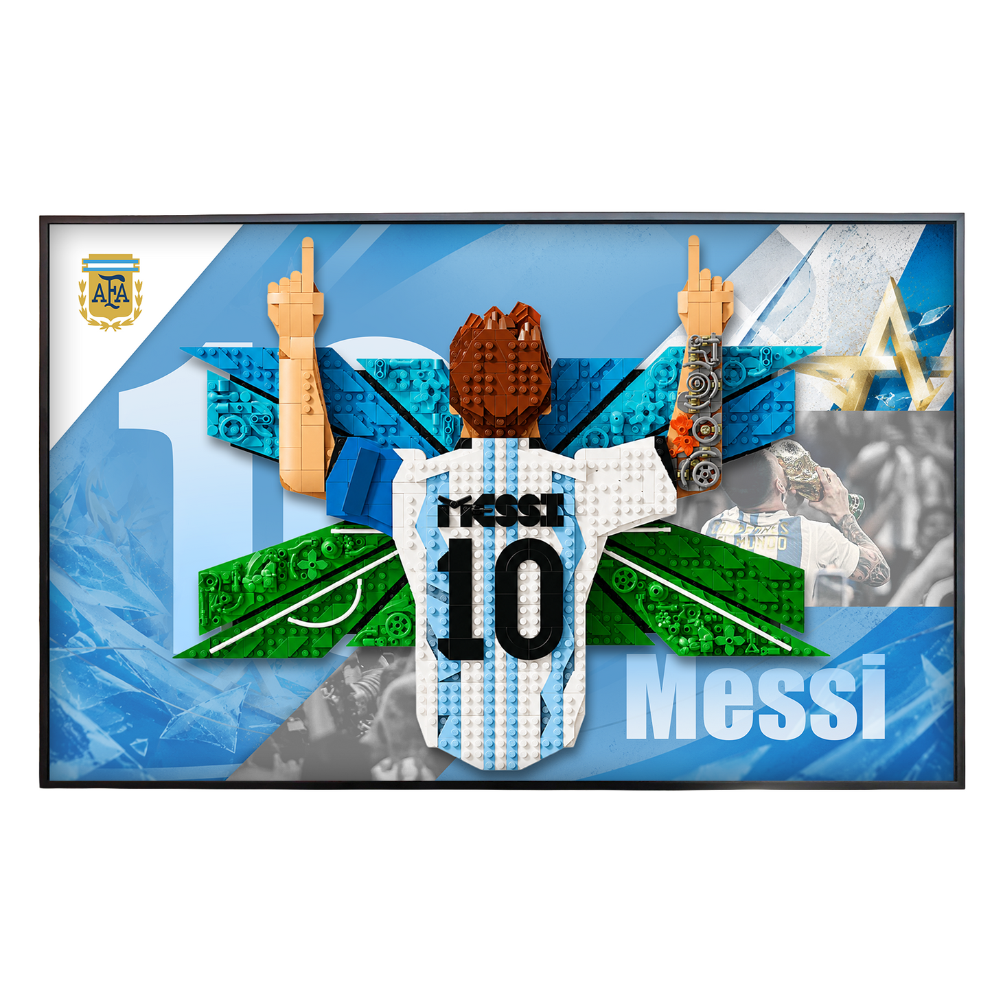 Premium Wall Display Frame for LEGO® #43018 Lionel Messi |Argentina Stadium Exhibit Board | Anti-Glare Open Frame Wall Art