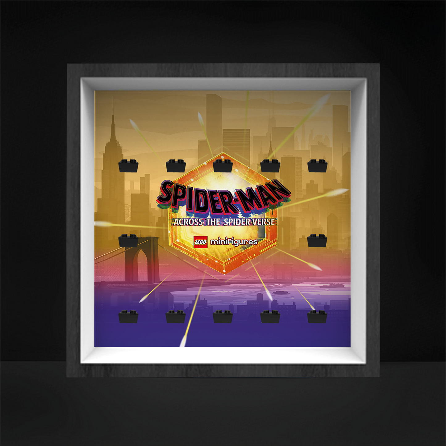 Premium Wooden Wall Display Frame Compatible with LEGO® Minifigures Marvel Spider-Man: Across the Spider-Verse 71050