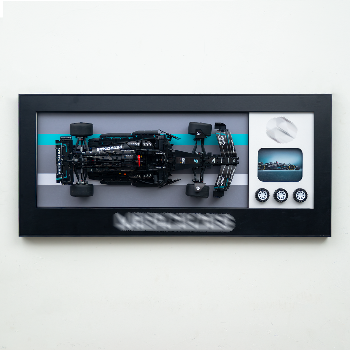 Premium 3D Wall Display Frame for F1 Models, Compatible with LEGO Technic, Aluminum Frame with HD Printed Backdrop for Red Bull