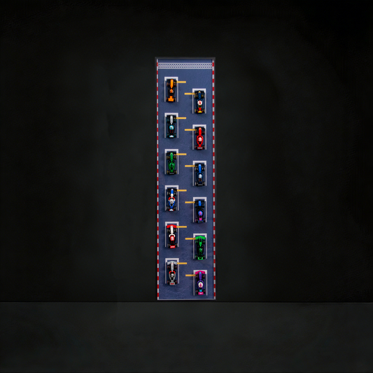 Premium Wall Display Frame Compatible with LEGO® Minifigures F1® Collectible Race Cars 71049
