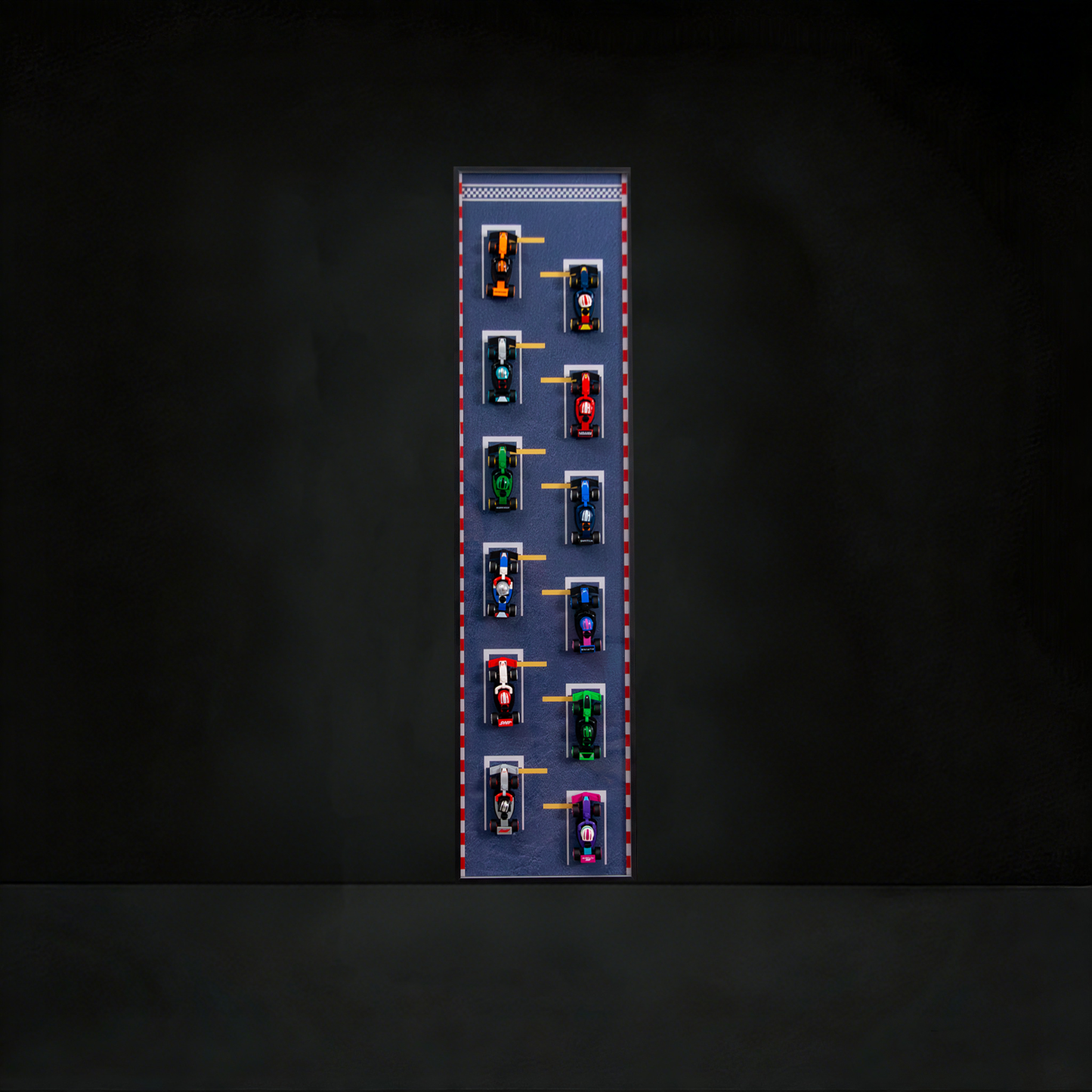Premium Wall Display Frame Compatible with LEGO® Minifigures F1® Collectible Race Cars 71049