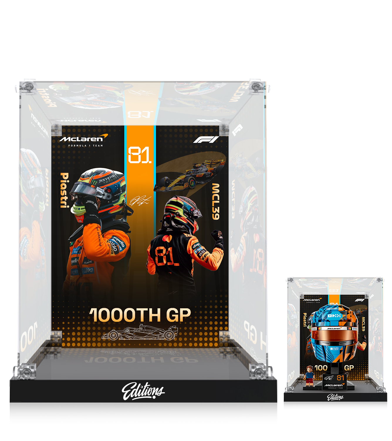 Premium Acrylic Display Case for LEGO® 43017 F1 Champion Helmet | Custom Red Bull Racing Inspired Backdrop | 98% High-Transparency Showcase