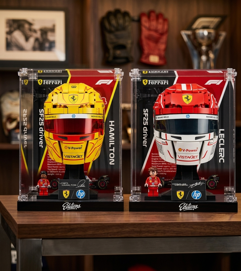 Premium Display Case for LEGO® 43014 Charles Leclerc Ferrari Helmet | Museum-Grade Acrylic Box | Dust-Proof & UV Protection