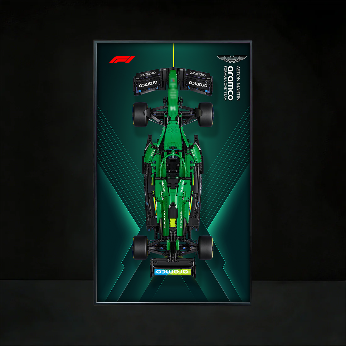 Premium Display Frame for LEGO® Technic™ #42240 Aston Martin F1 | Racing Green Exhibit Board | Anti-Glare Open Mounted Frame