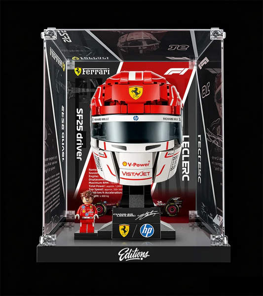 Premium Display Case for LEGO® 43014 Charles Leclerc Ferrari Helmet | Museum-Grade Acrylic Box | Dust-Proof & UV Protection