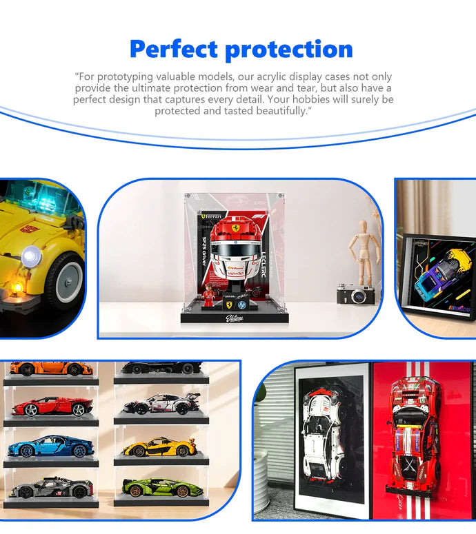 Premium Display Case for LEGO® 43014 Charles Leclerc Ferrari Helmet | Museum-Grade Acrylic Box | Dust-Proof & UV Protection