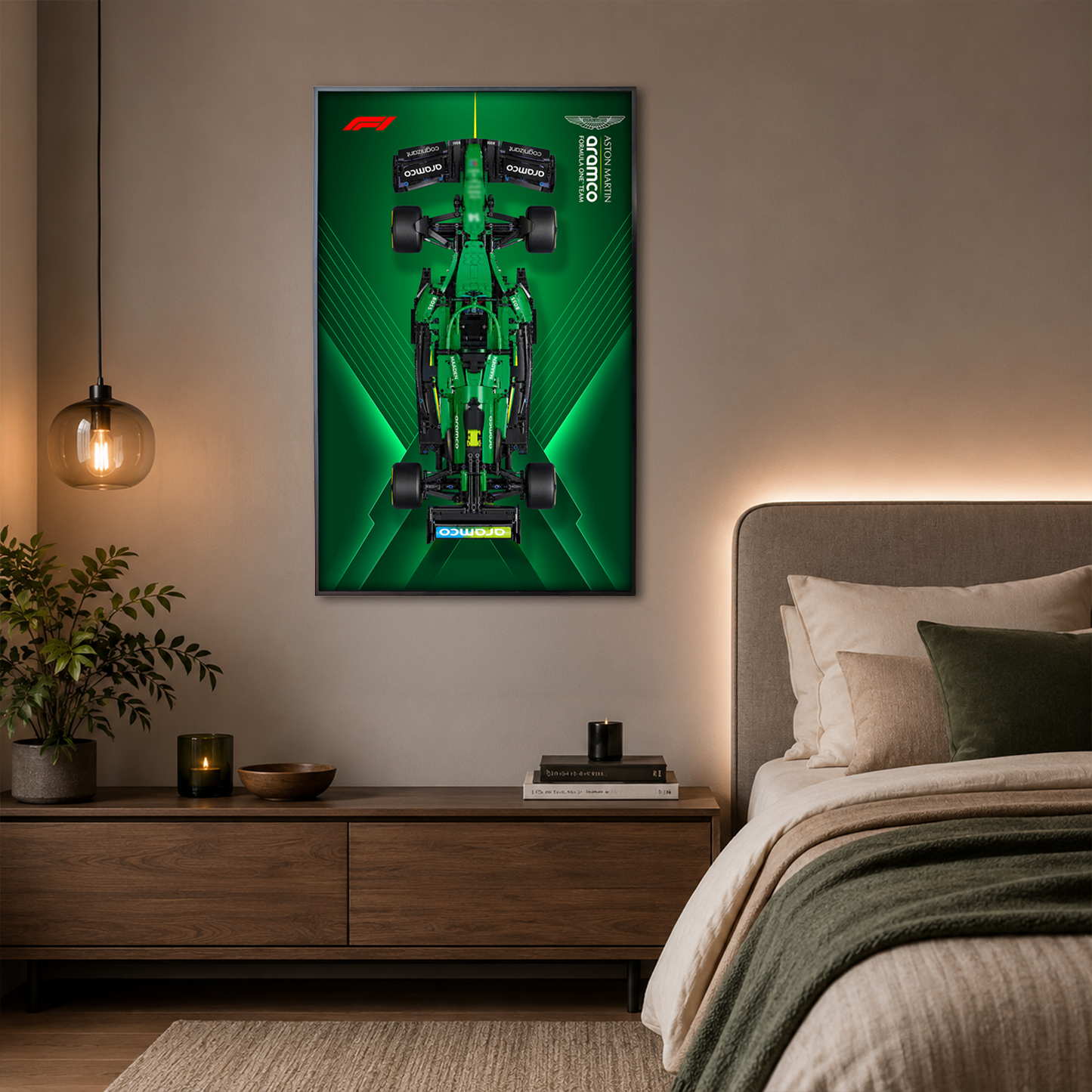 Premium Display Frame for LEGO® Technic™ #42240 Aston Martin F1 | Racing Green Exhibit Board | Anti-Glare Open Mounted Frame