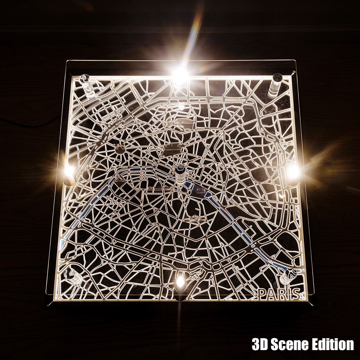 Premium LED Display Base for Eiffel Tower 10307 – 3D Edition, Compatible with LEGO, Acrylic Lighted Stand with Paris Map