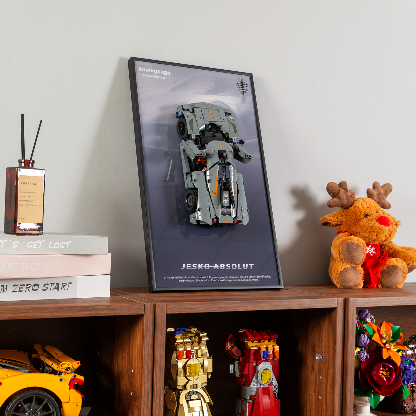 Premium Wall Display Frame Compatible with LEGO® Technic™ Koenigsegg Jesko Absolut Grey Hypercar 42173