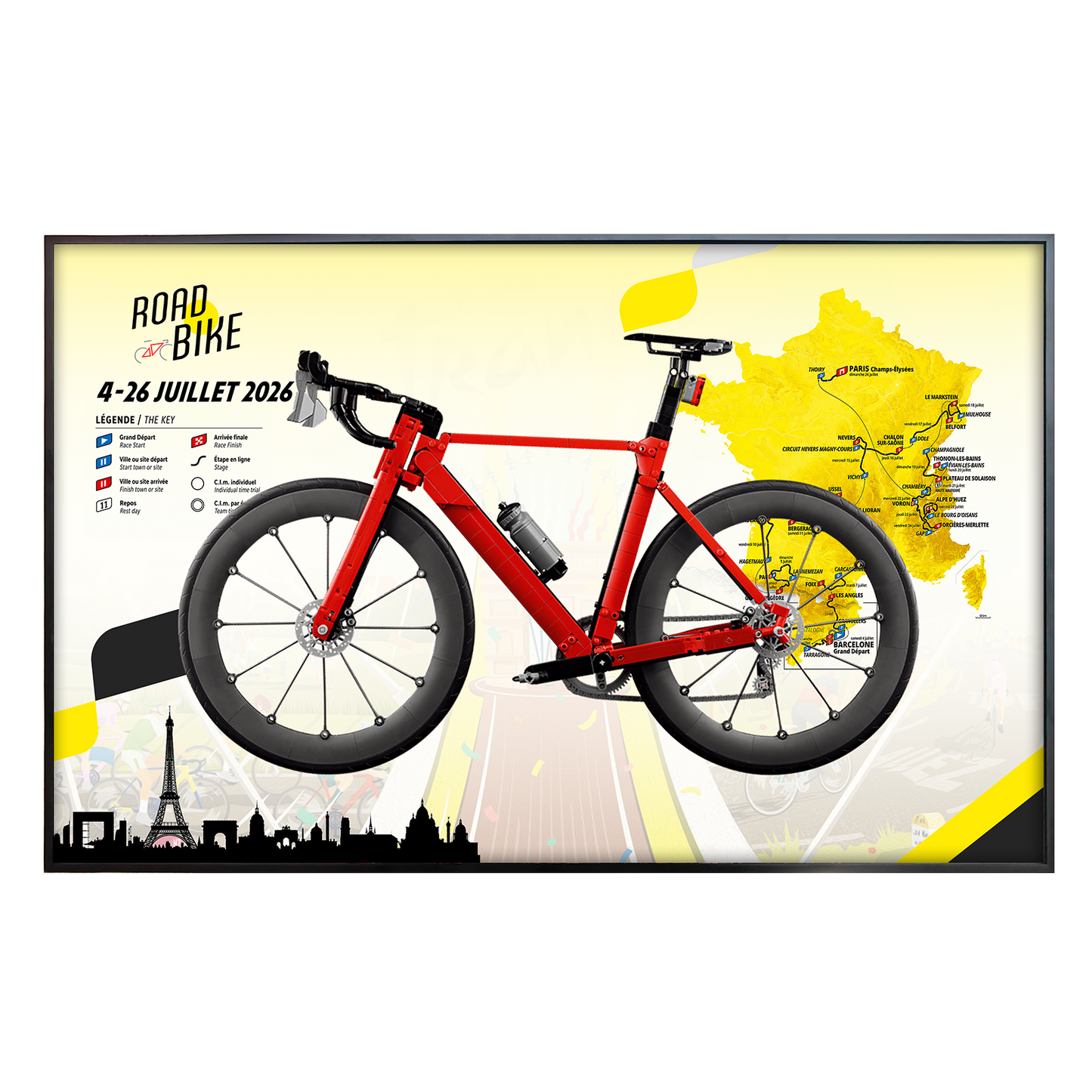 Cadre d'affichage mural premium pour LEGO® Icons 11380 Vélo de course